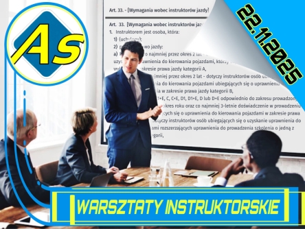 ZAPRASZAMY NA WARSZTATY INSTRUKTORSKIE - 22.11.2025!
